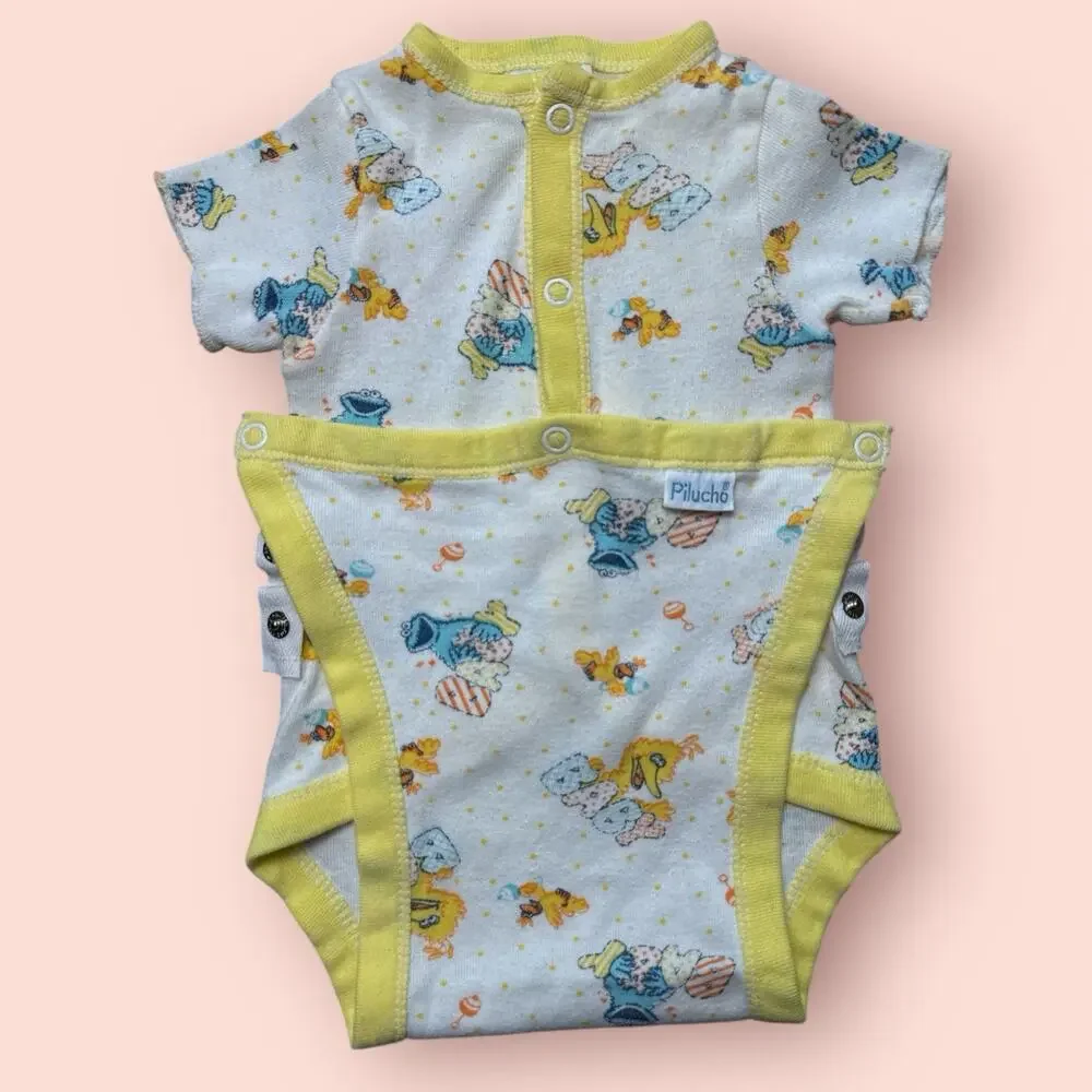 Vintage Cookie Monster Sesame Street Baby 70s 80s Bodysuit 0-3 Months Big Bird